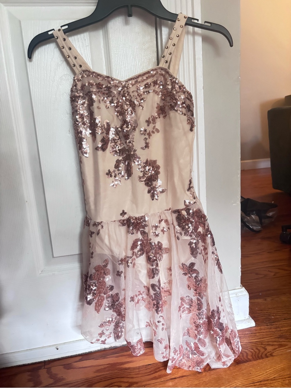 Sleeveless Rose Gold Sequin Floral Costume